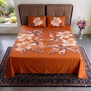 Bedsheet Hand Painted Flowers Pattern Made in Bali
